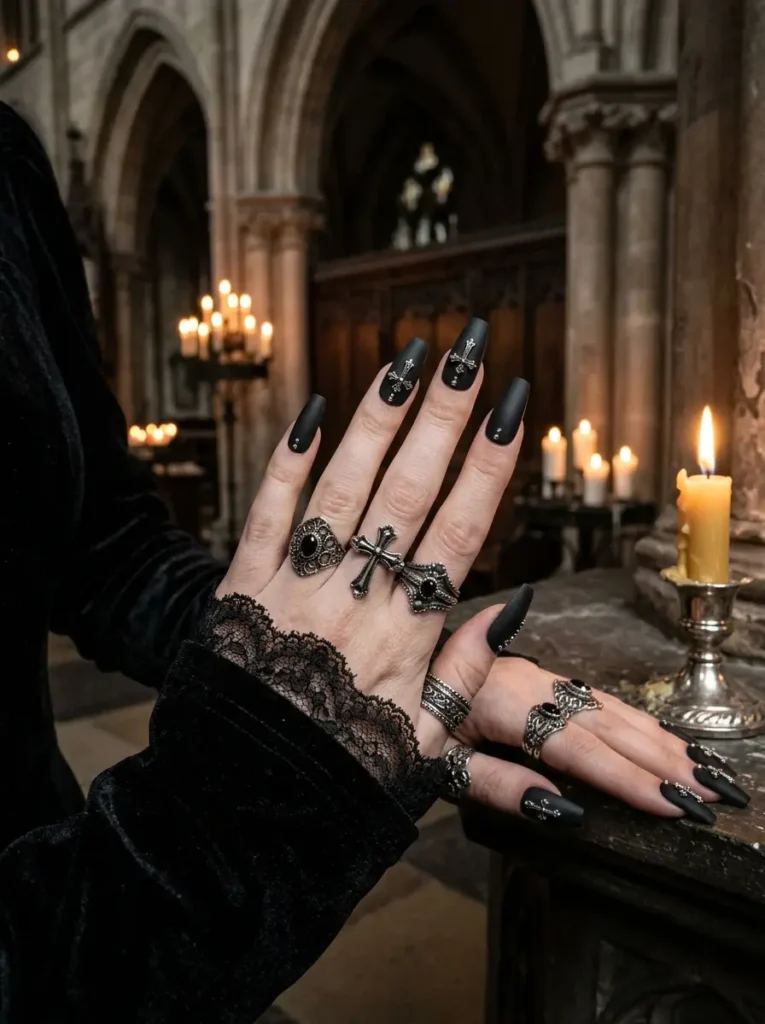 Matte Black with Silver Cross Accents
