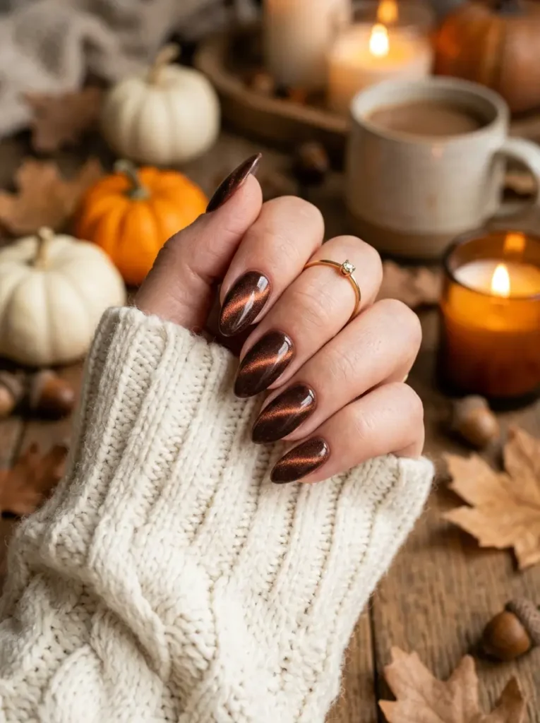  Mocha Mousse Velvet Nails