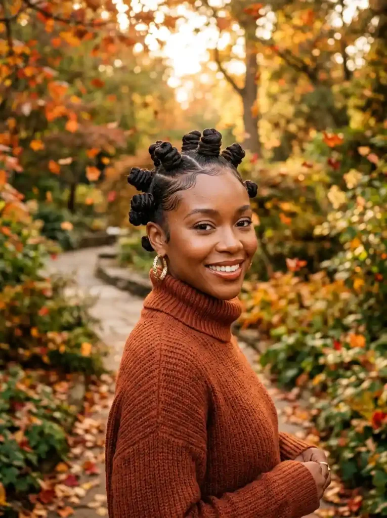 Bantu Knots with Defined Baby Hairs