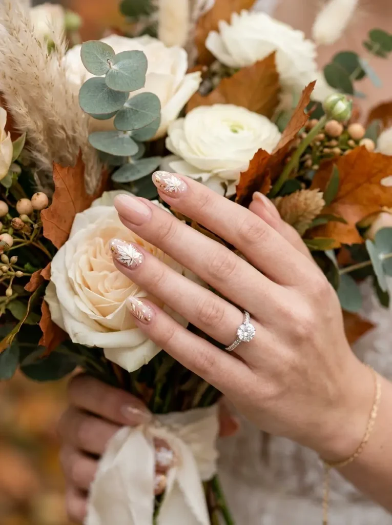Delicate Leaf Nail Art