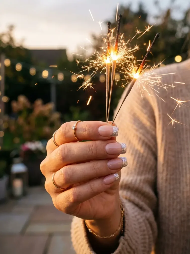 Silver Sparkle French Tips