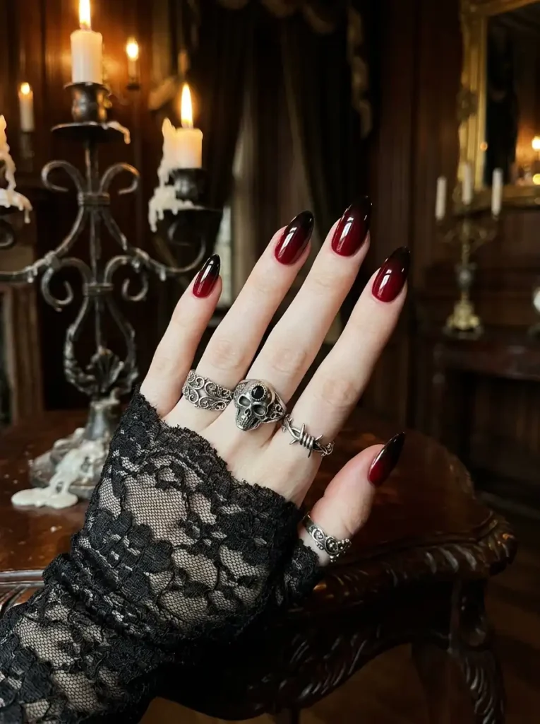  Blood Red Ombre Nails