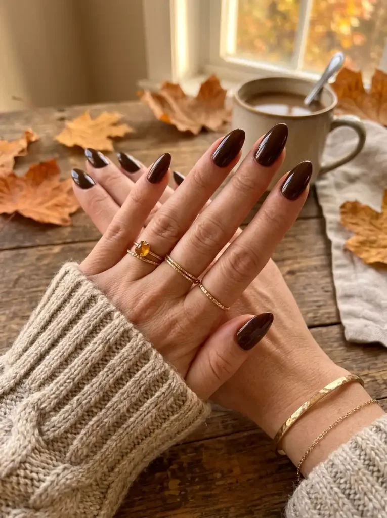 Deep Espresso Brown Nails