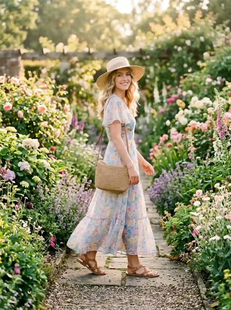 Denim Midi Skirt with a Fitted Tank Top