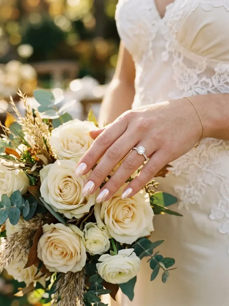 Pearl Chrome Bridal Nails