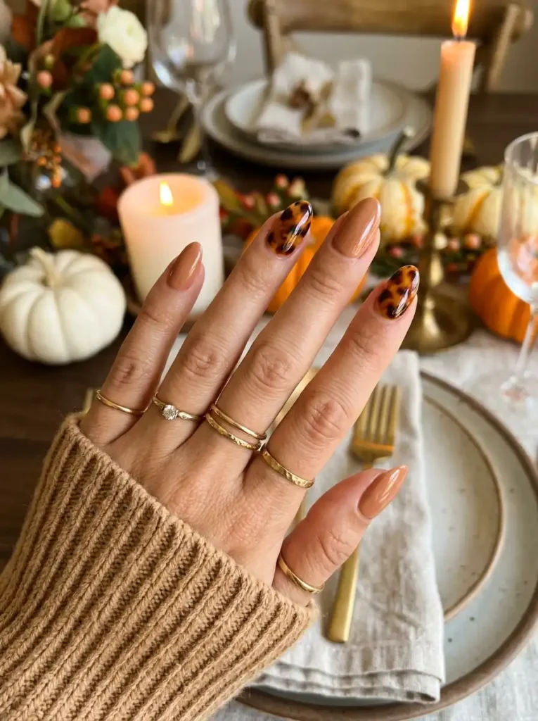 Tortoiseshell Accent Nails