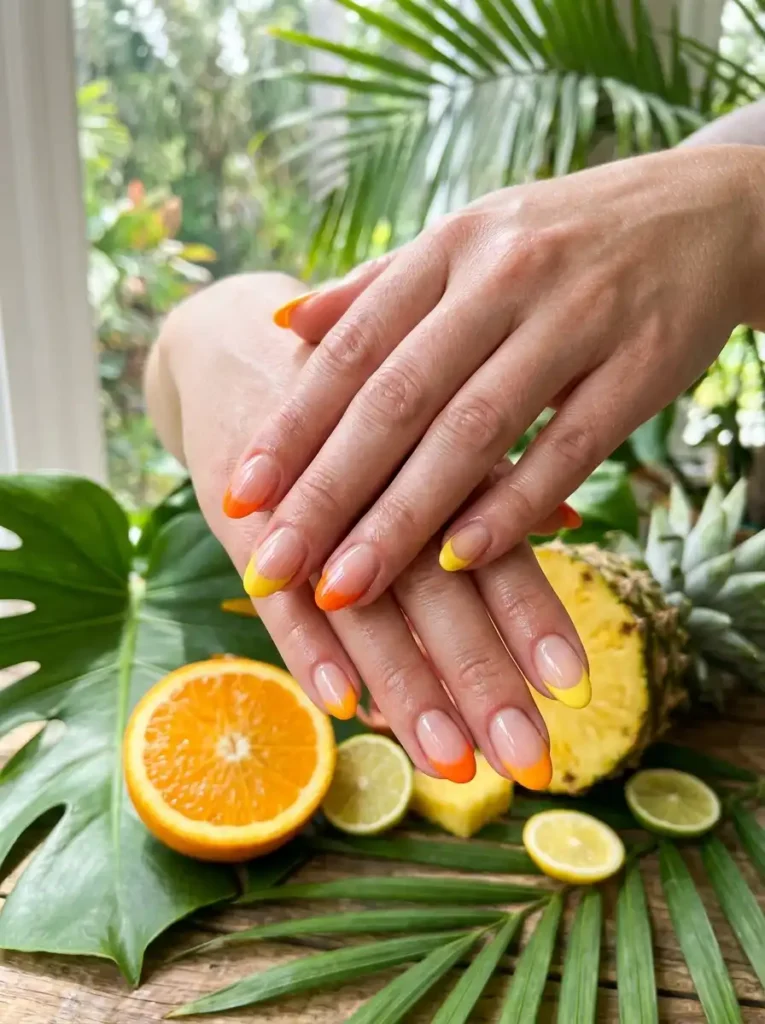 Tropical Citrus French Tips