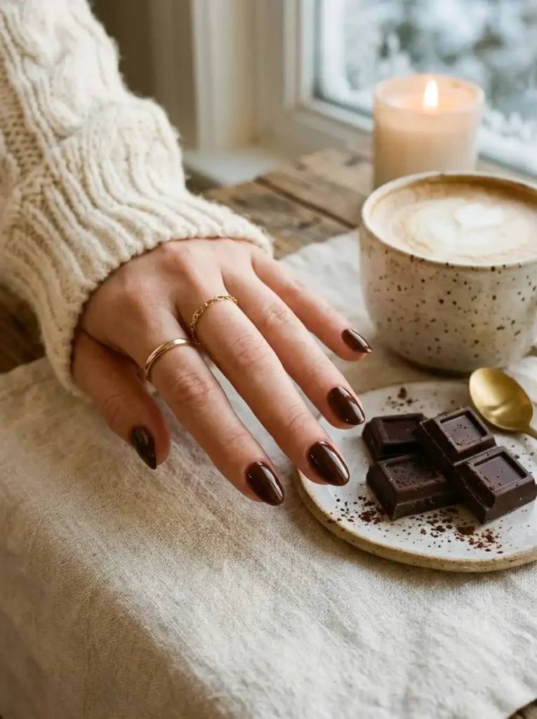  Chocolate Brown Glazed Nails