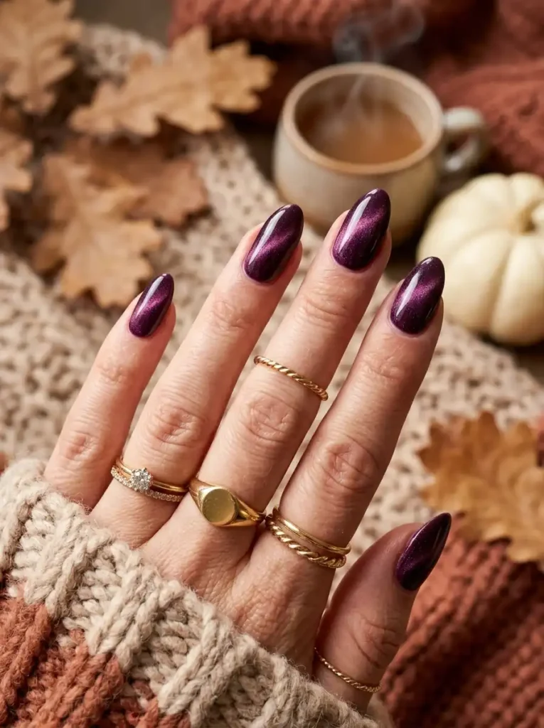 Dark Plum Velvet Nails