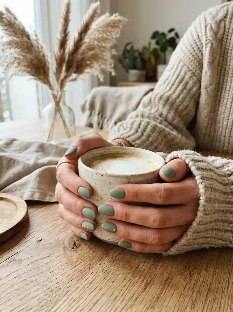 Sage Green Minimalist Nails