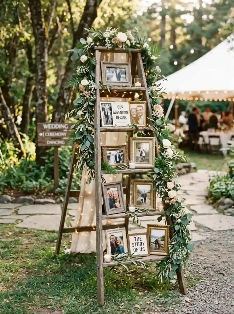  Vintage Ladder Photo Display