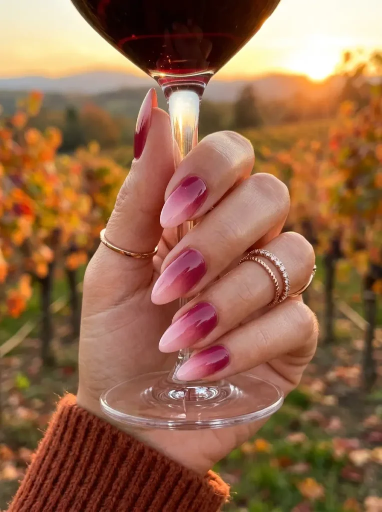 Berry Pink Ombré Nails