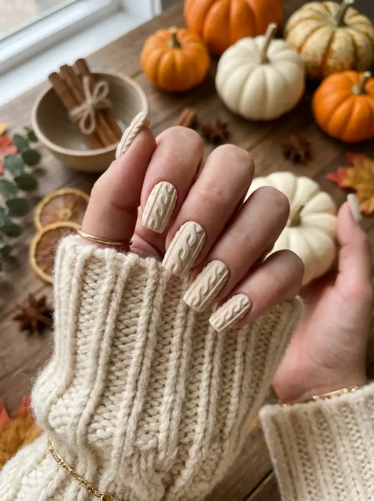 Cozy Sweater Texture Nails