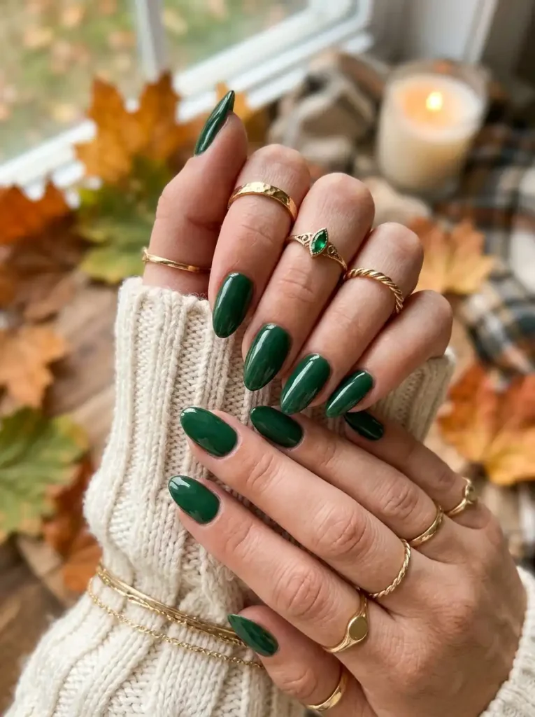 Forest Green Gloss Nails