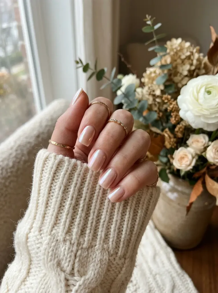 Glazed Nude Square Nails