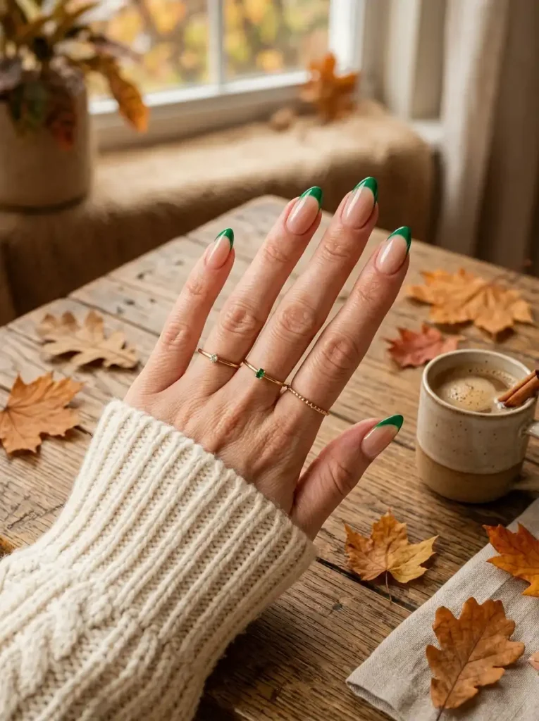 Green French Tip Nails