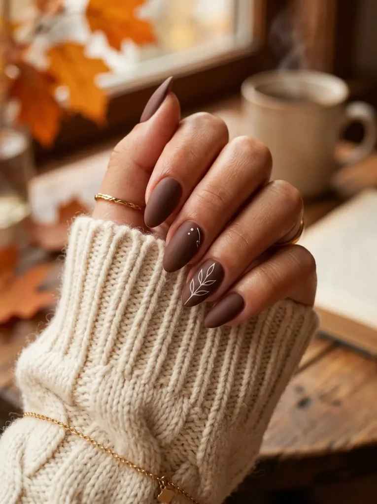 Matte Cocoa Brown Nails