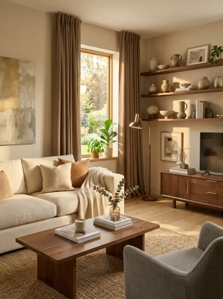 Warm Earth-Tone Drapes