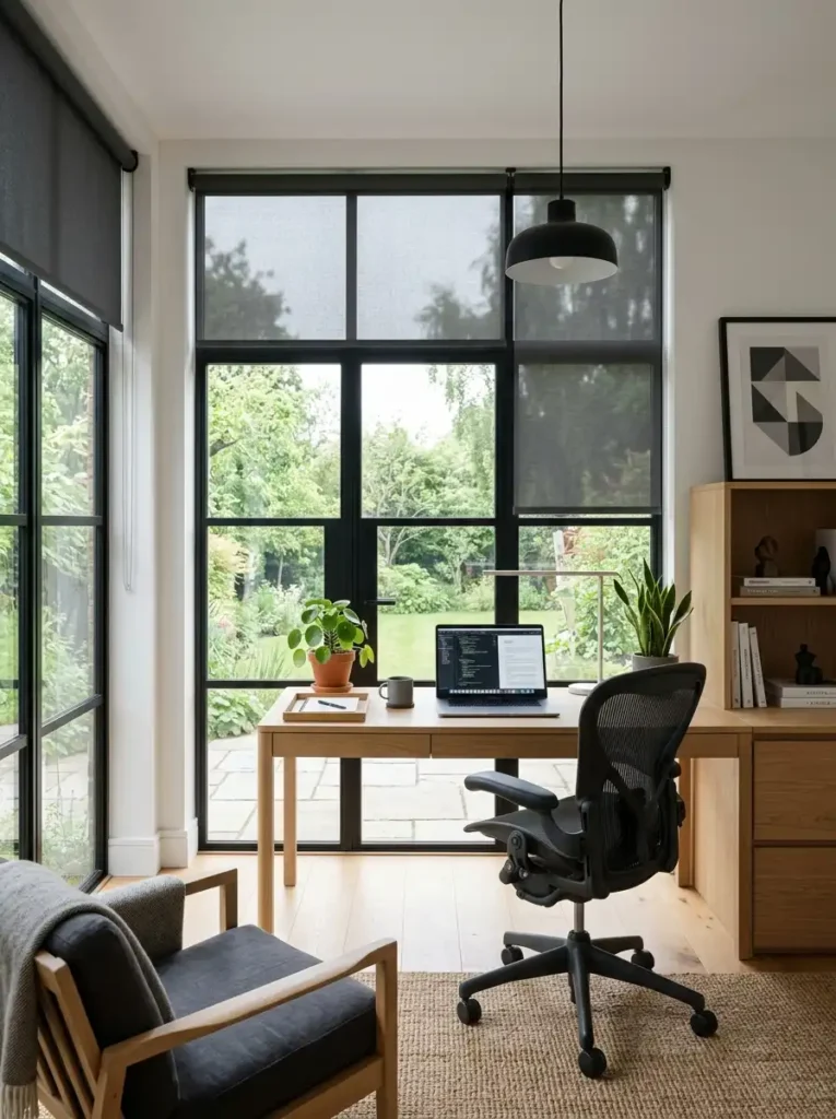 Black-Framed Minimalist Roller Shades