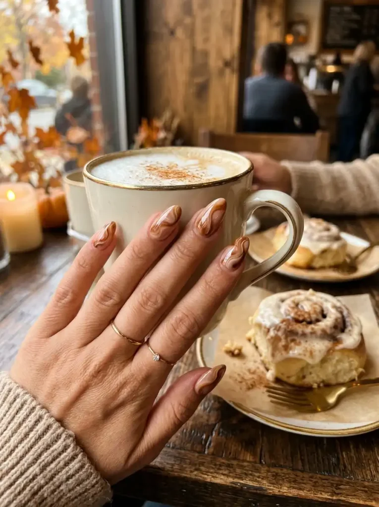 Caramel Swirl Nails