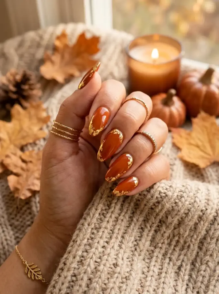 Pumpkin Floral Nail Art