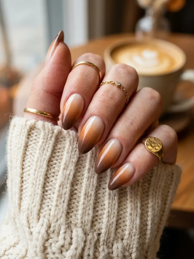 Caramel Latte Ombre Nails