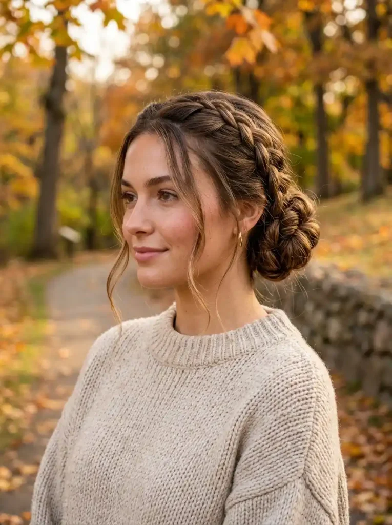 French Braided Low Bun