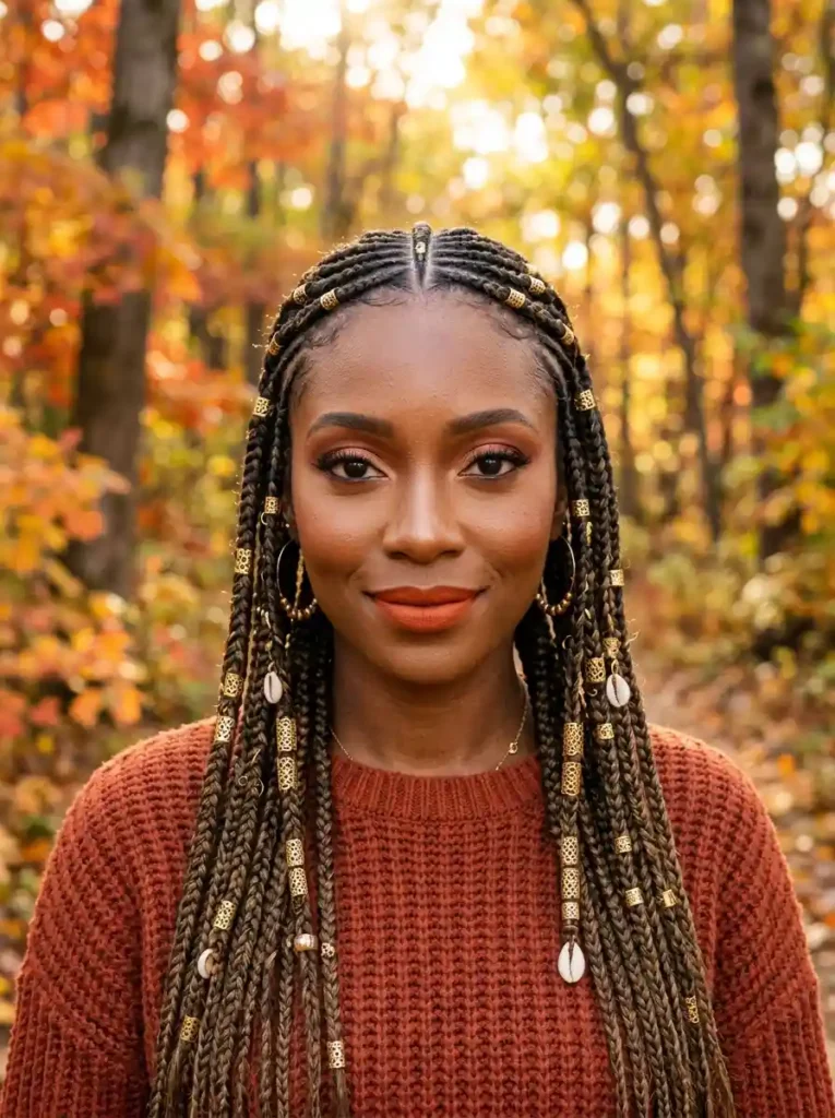 Fulani Braids with Gold Accessories