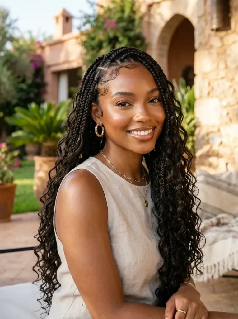  Goddess Braids with Loose Curls