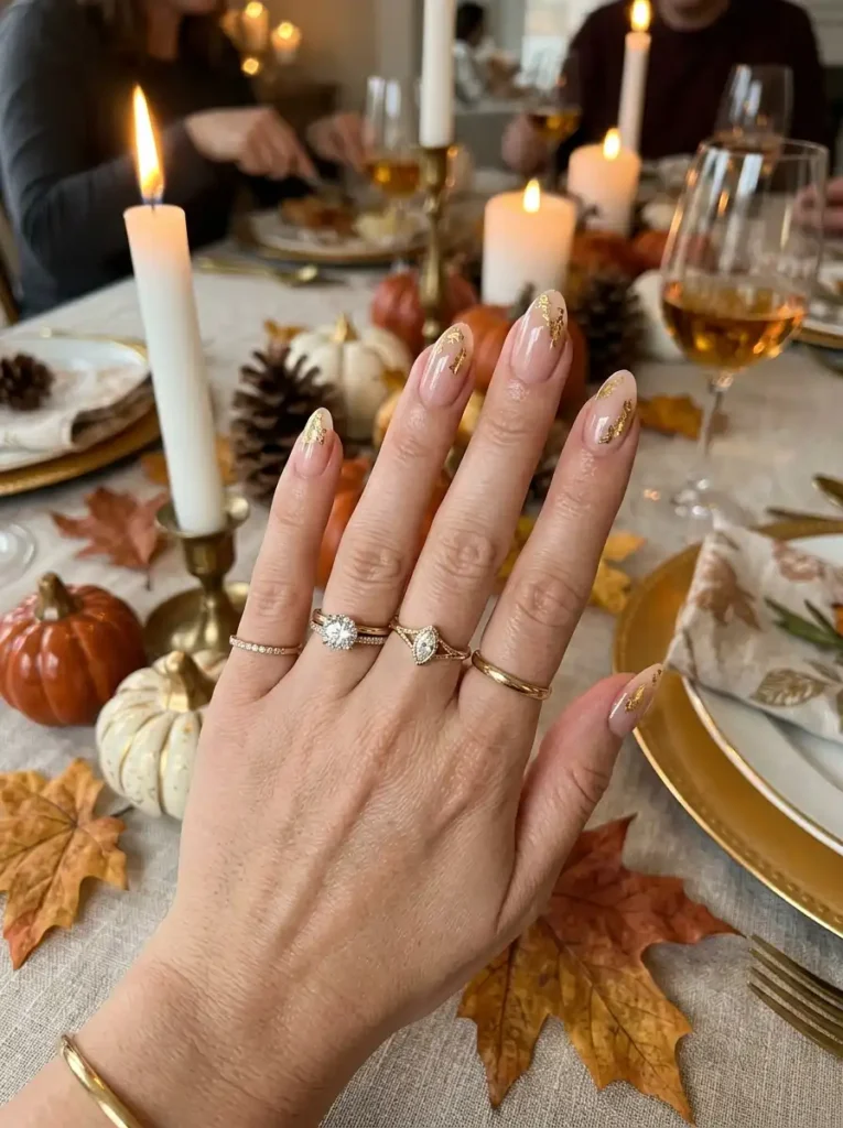 Gold Foil Nude Nails