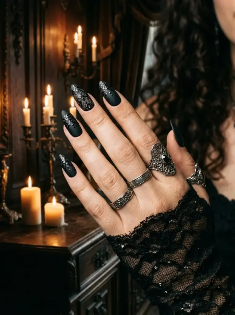 Gothic Lace Nail Art