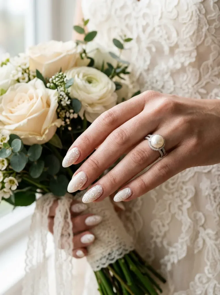  Ivory Lace Nail Art