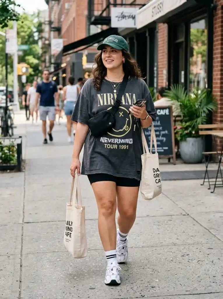  Oversized Graphic Tee + Biker Shorts