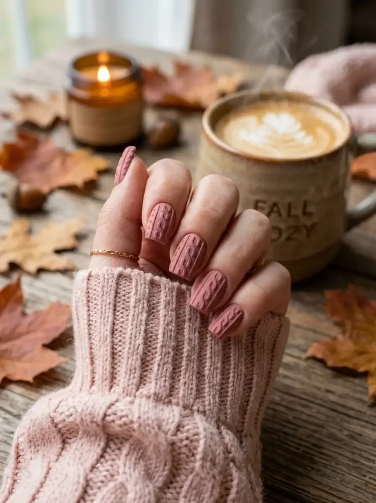  Rose Sweater Knit Nails