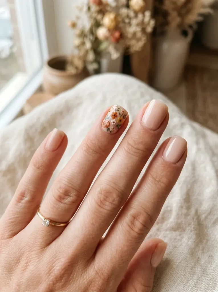  Late Summer Floral Accent Nails