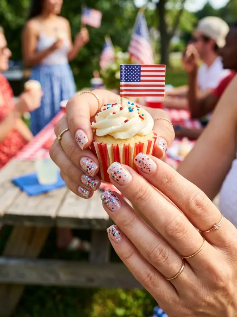  Patriotic Confetti Nails