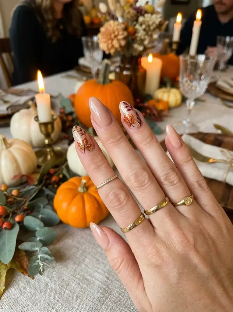 Maple Leaf Accent Nails
