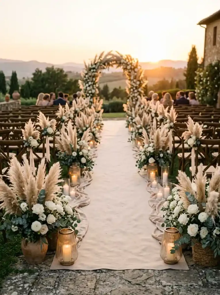  Pampas Grass Ceremony Aisle Decor