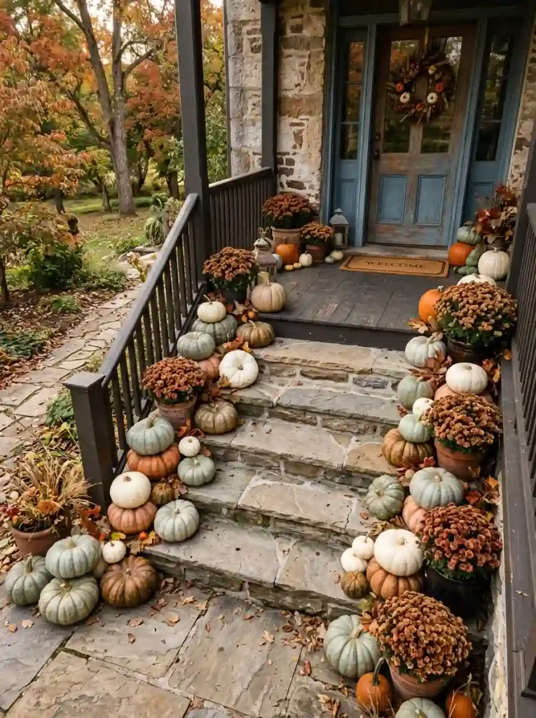 Heirloom Pumpkin & Gourd Cascading Steps