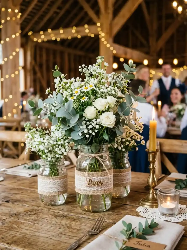 Mason Jar Flower Centerpieces