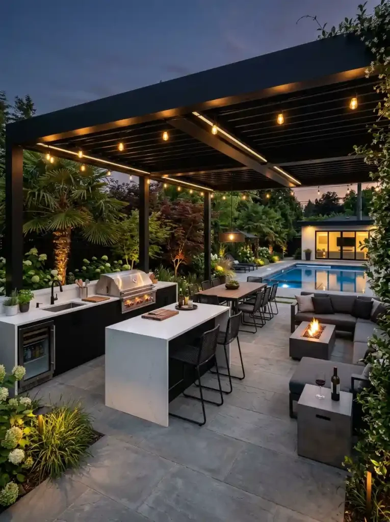 Modern Black Outdoor Kitchen