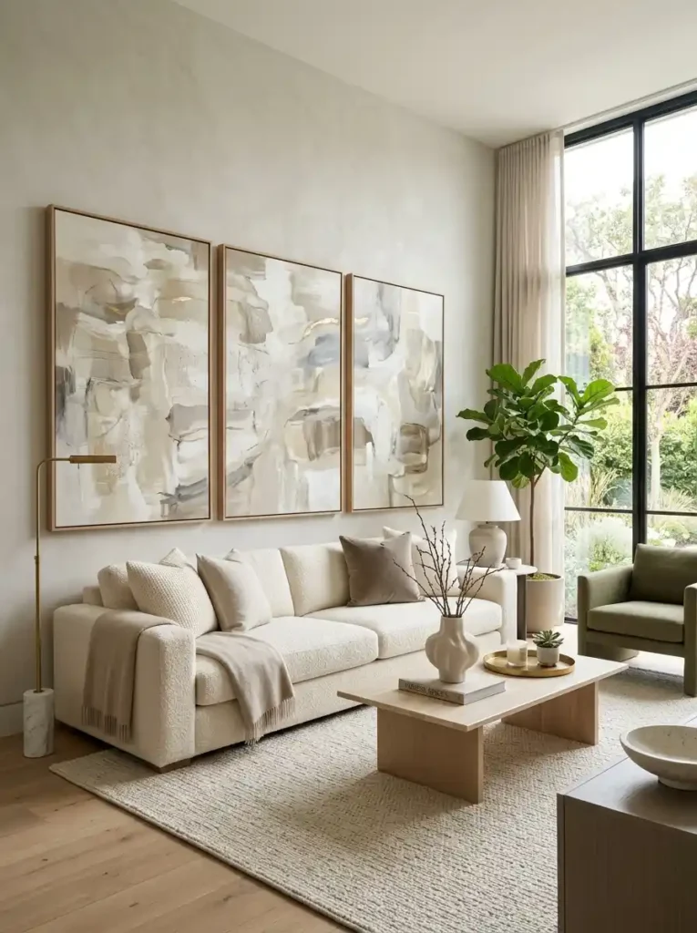 Neutral Abstract Canvas Trio