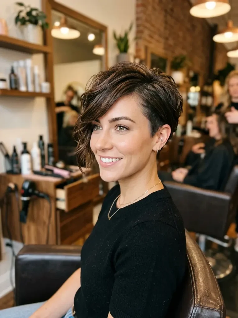 Textured Asymmetrical Long Pixie