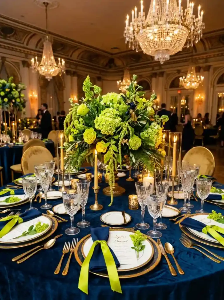 10. Chartreuse & Midnight Blue Regency Glamour