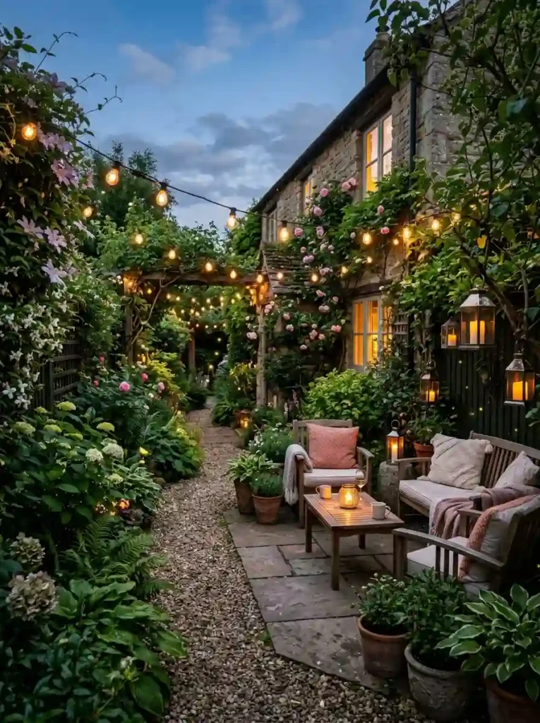 Combine Lighting with Lush Greenery