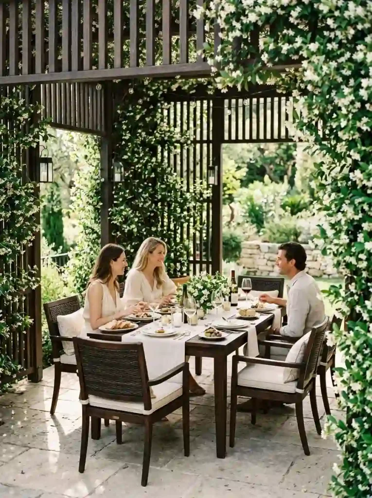  Privacy Screen Trellis with Climbing Vines