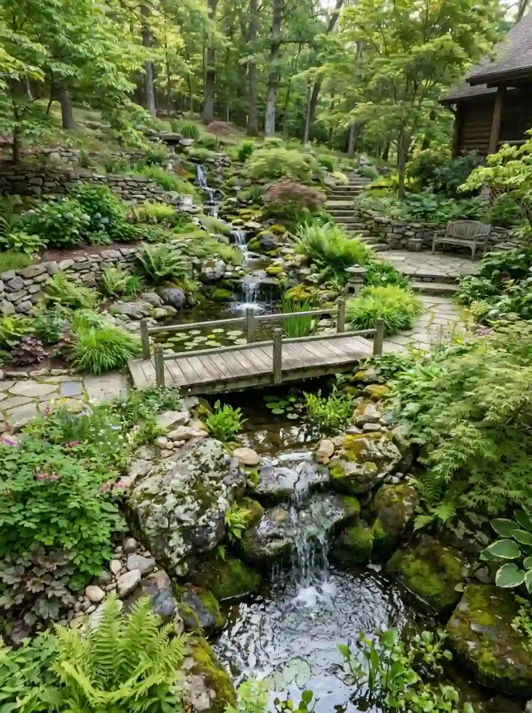 Sloped Backyard Water Feature