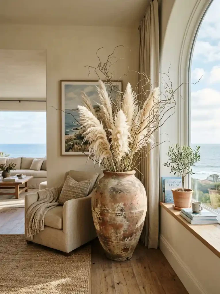 Tall Dried Botanicals in Vintage Ceramics