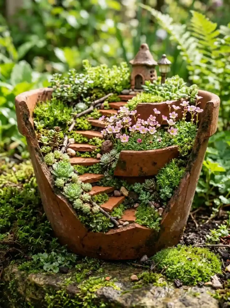 Upcycled Mosaic Broken Pot Gardens