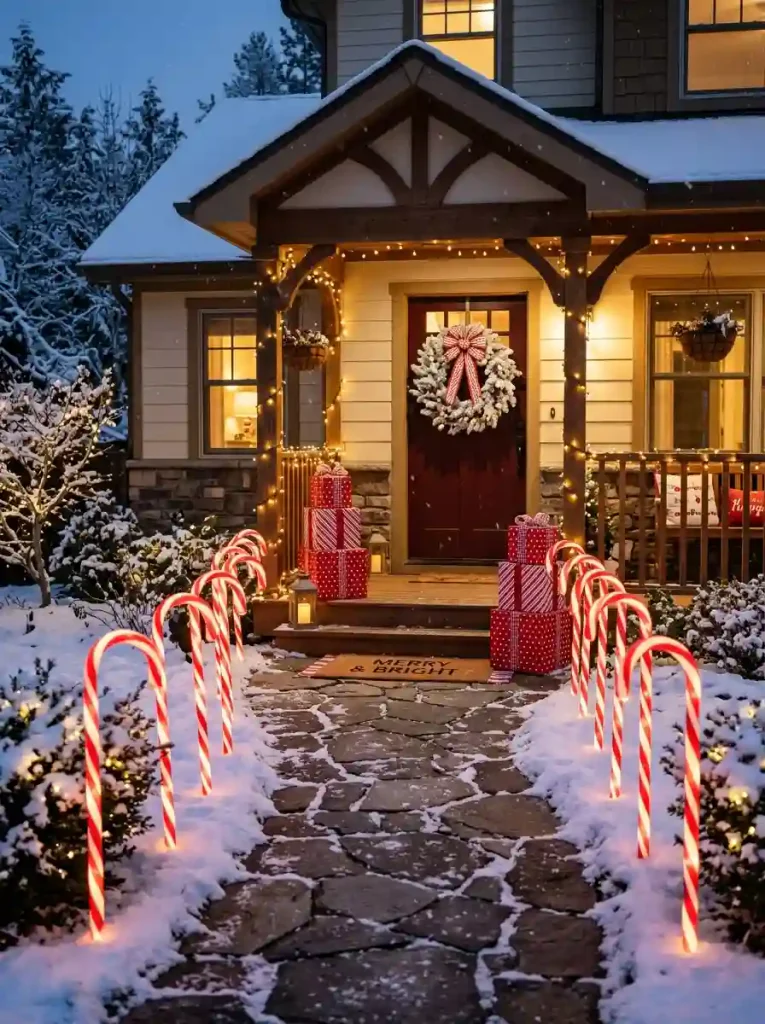 Whimsical Candy Cane Lane Entrance